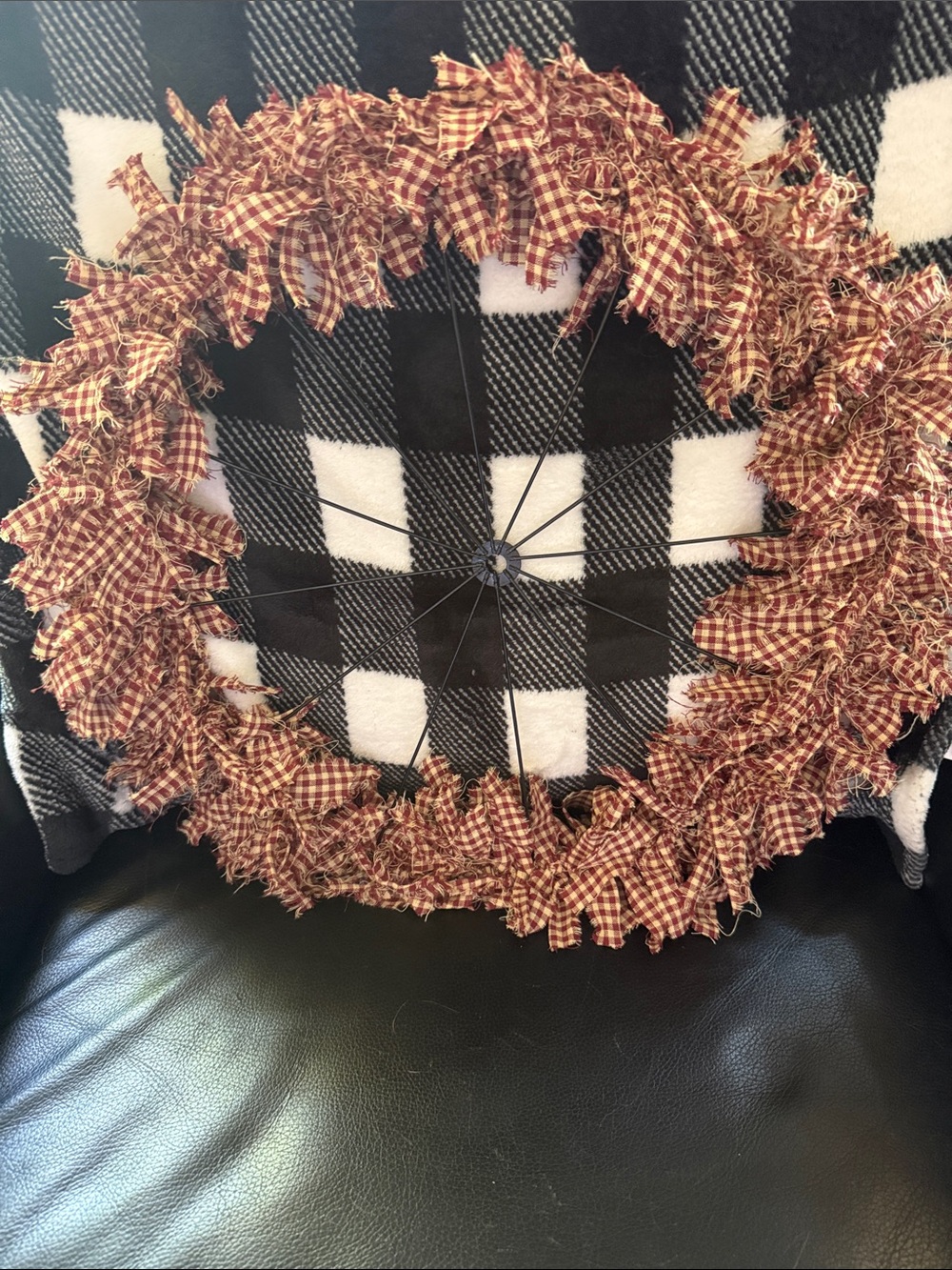 Handmade Burgandy Plaid Farmhouse Holiday Wreath